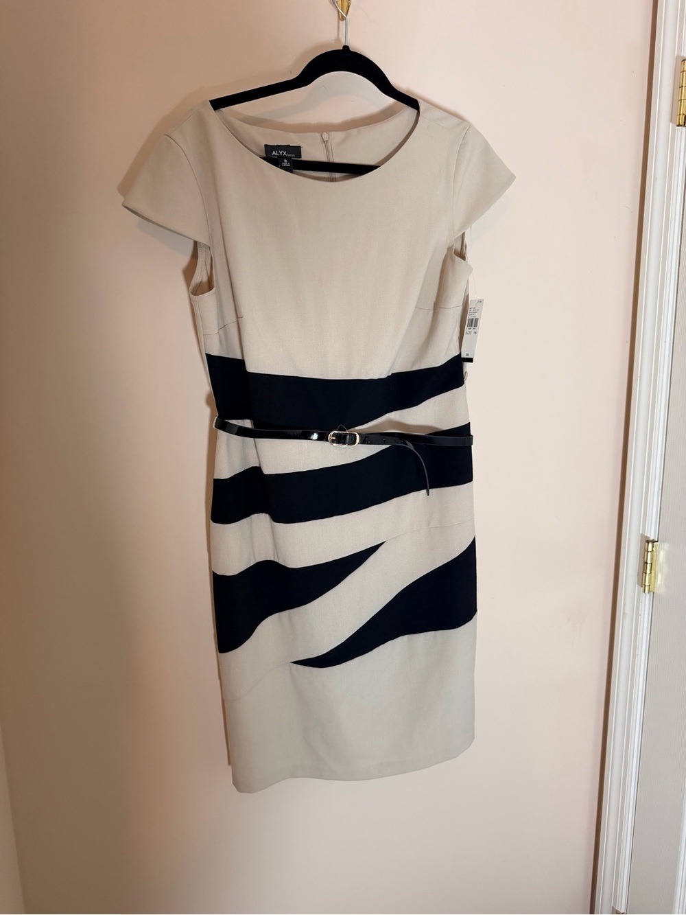 NWT ALYX Beige & Black Belted Sheath Dress